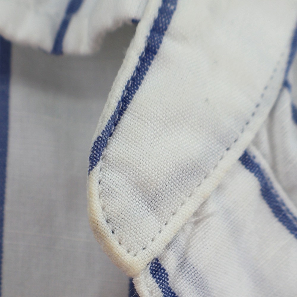 Frank & Eileen Eileen White Blue Stripe Cotton Linen Button Down Italy Sz S EUC - Picture 9 of 10
